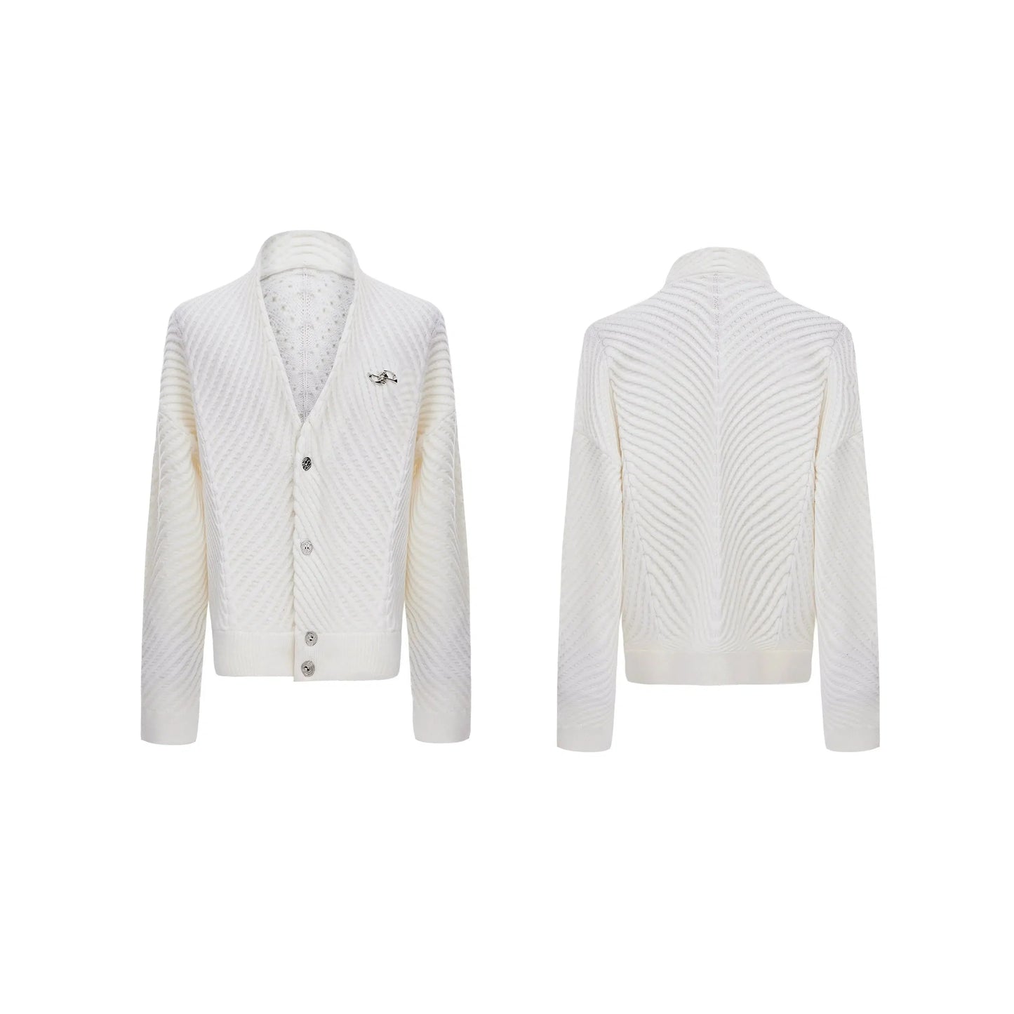 Pleated Knit V-Neck Cardigan-ArguE CulturE