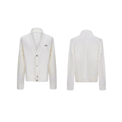 Pleated Knit V-Neck Cardigan-ArguE CulturE