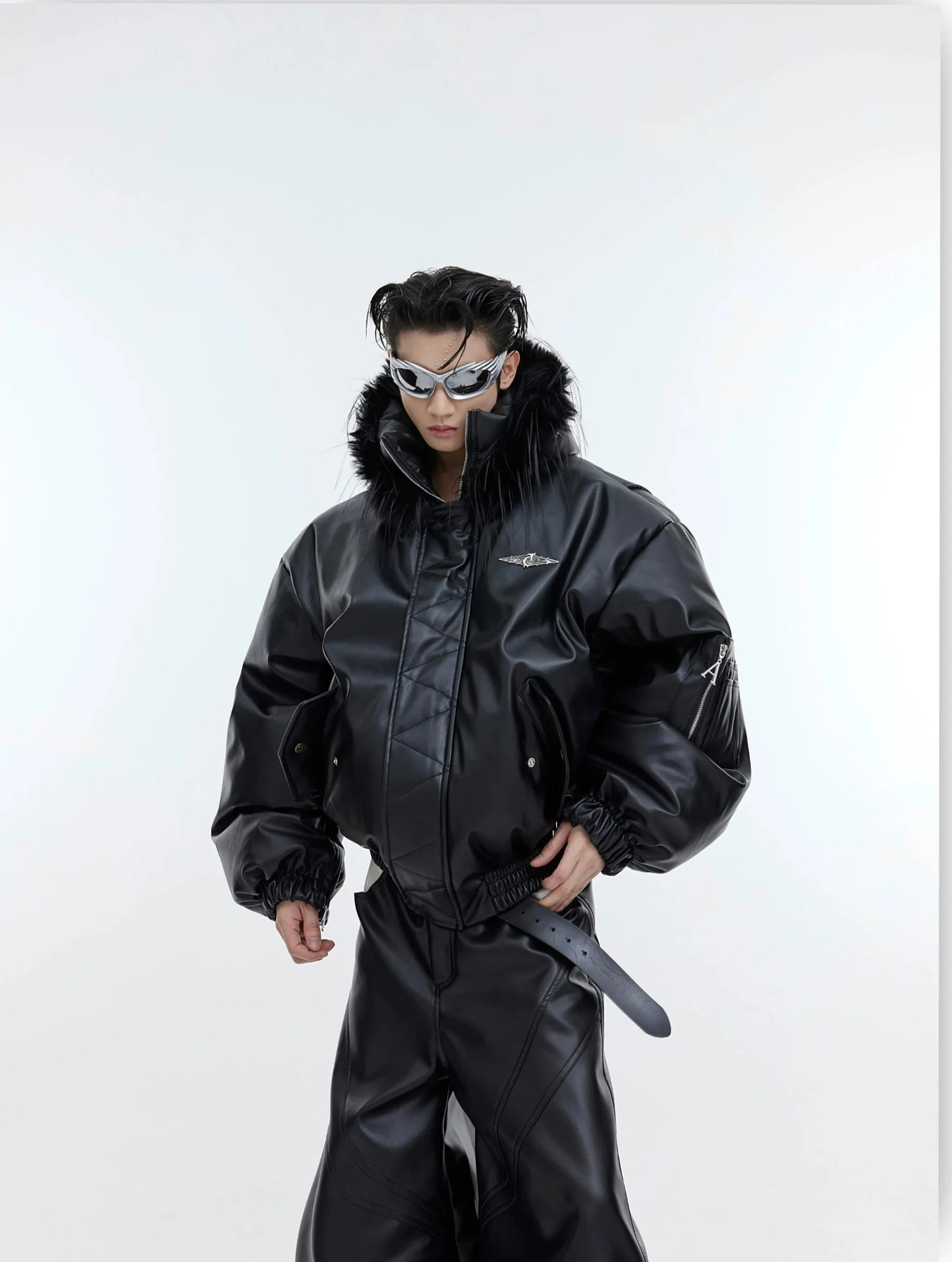 Hooded Insulated Jacket with Fur Collar-ArguE CulturE