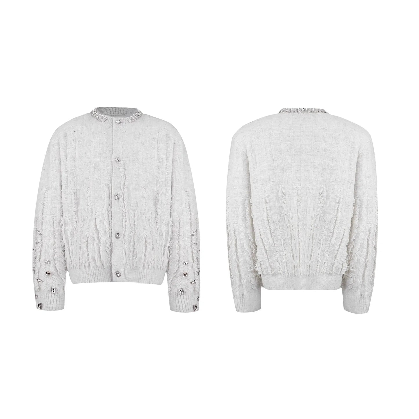 Rhinestone Embellished Loose Knit Sweater-ArguE CulturE