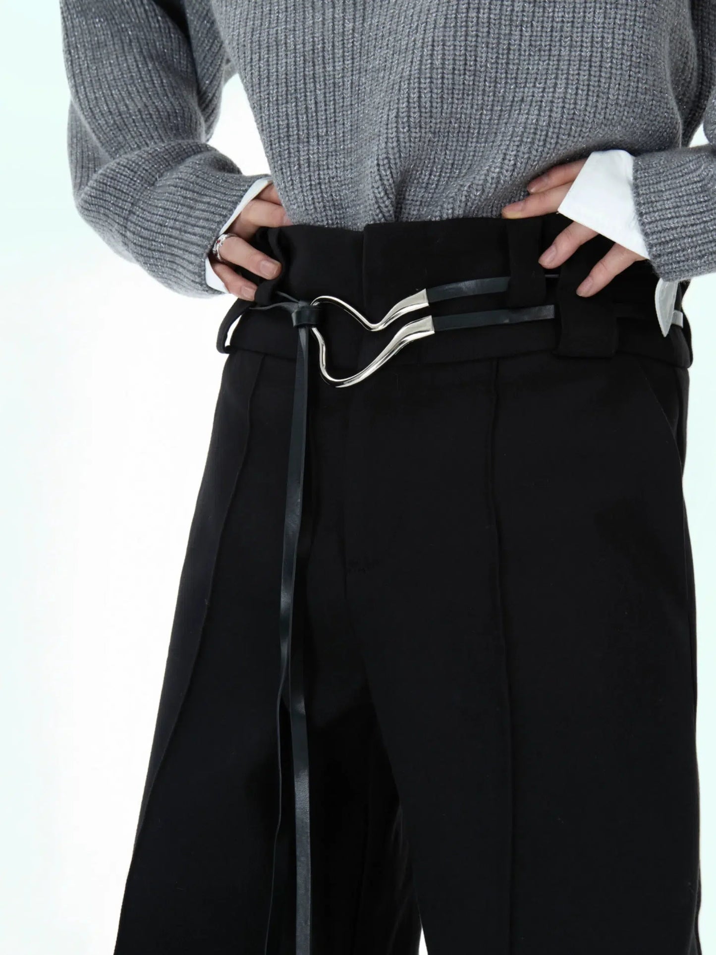 Metal Buckle Design Straight-leg Pants-ArguE CulturE