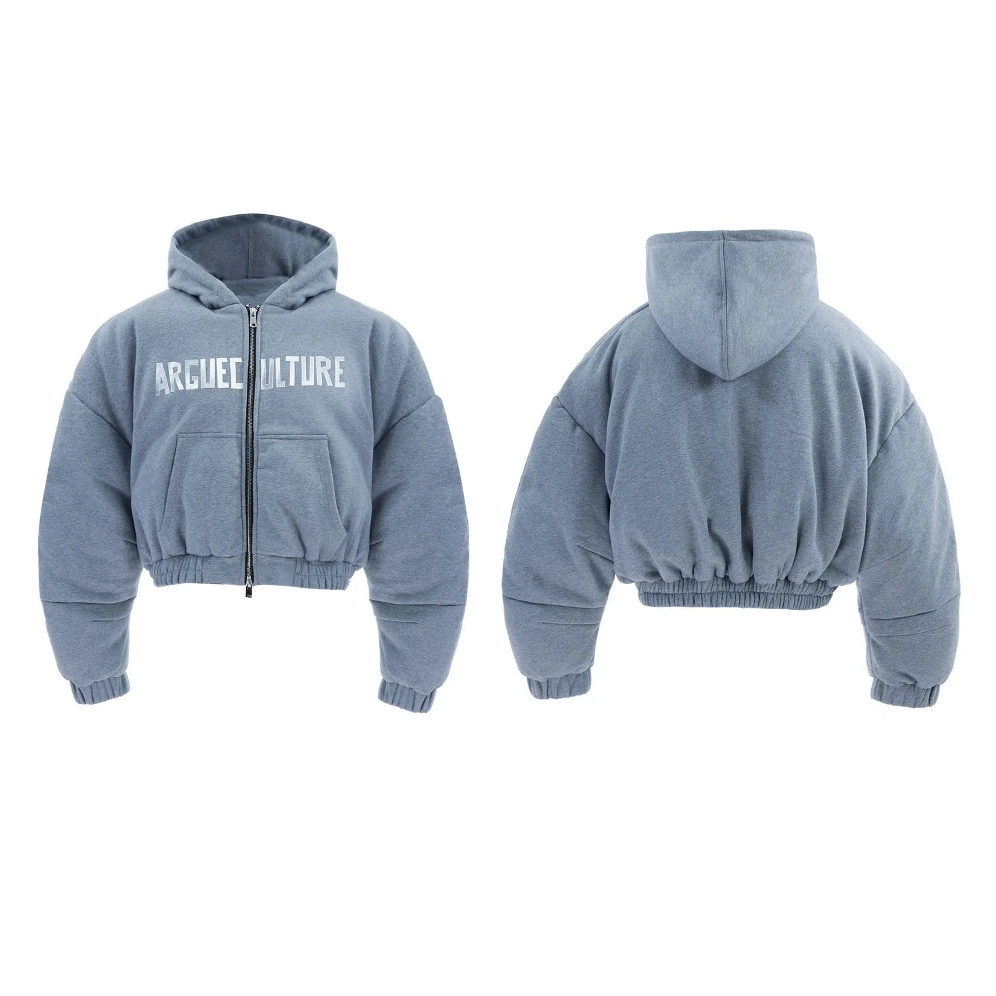 Metallic Text Print Hooded Jacket-ArguE CulturE